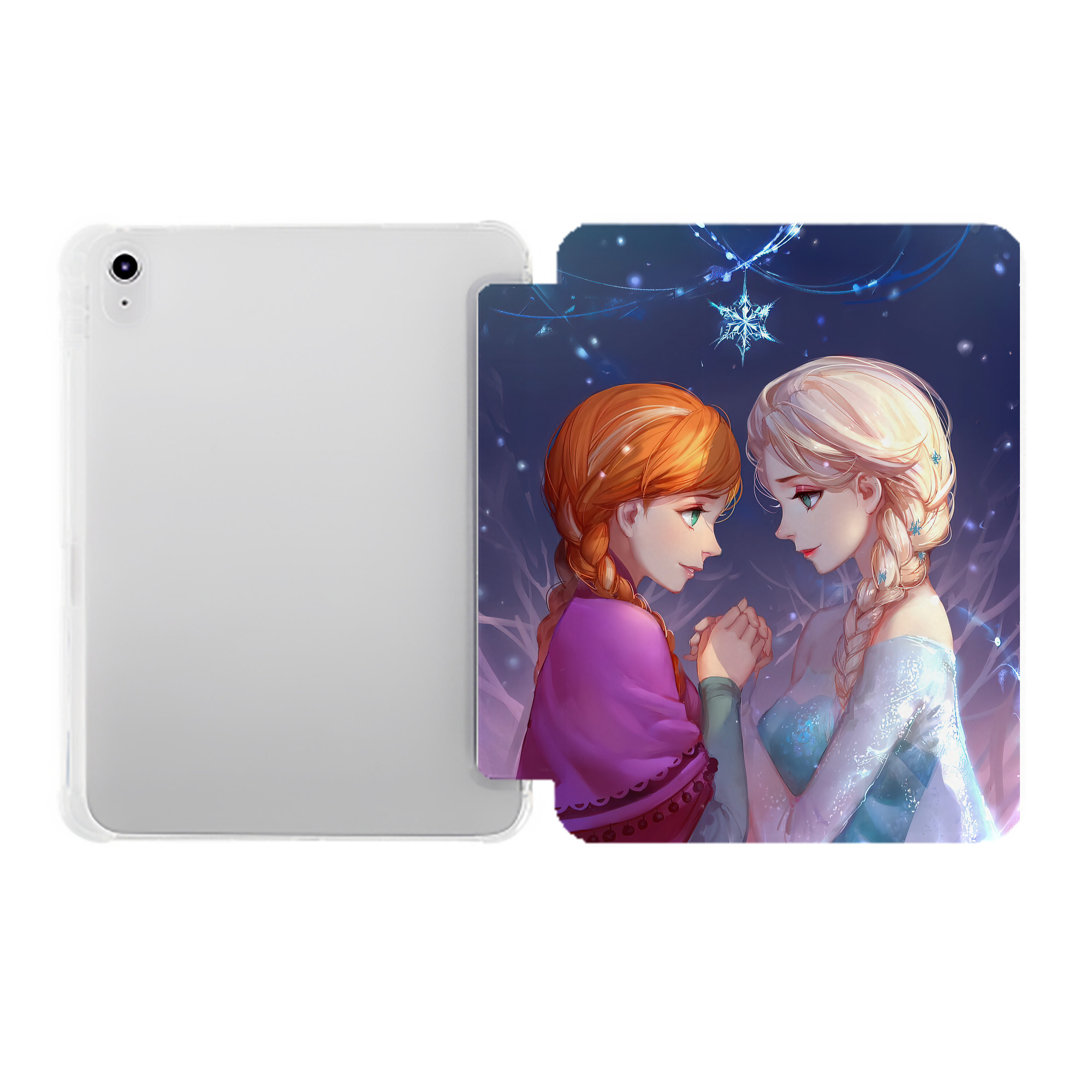 （画像用） アナと雪の女王 アンナ エルサ Frozen Anna Elsa IPad ケース ペン収納付き 三つ折りスタンド PUレザー×シリコン 対応機種9.5/10.5/10.9インチ